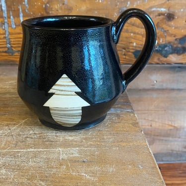 Mug - Black with Marbled Clay Geometric Shapes 