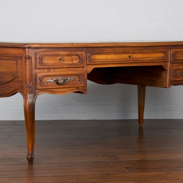 19th Century Country French Louis XV Style Provincial Walnut Writing Desk- Stamped 