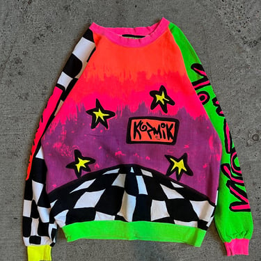 Vintage 90s KOZMIK ORIGINAL DESIGN The Klothing Kompany Fullprint Longsleeve Sweatshirt Made in Usa 