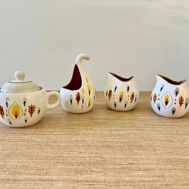 Vintage Stangl Amber Glo Creamers, Sugar Bowl & Lid and Open Sugar Bowl - Sold Individually 