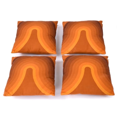 Set of 4 Verner Panton Orange Kurve Mid-Century Modern Danish Pillows 