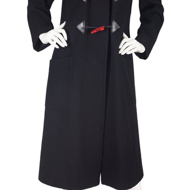 Y's Yohji Yamamoto Red Toggle Black Wool Duffle Coat 