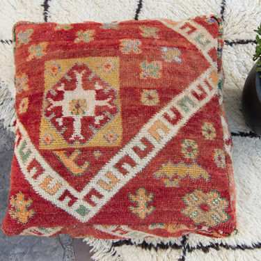 Vintage Moroccan Boujad Boujaad Pouf Wool Kilim Footrest Pillowcase Ottoman Floor Pillow Floor Cushion Dog Bed 