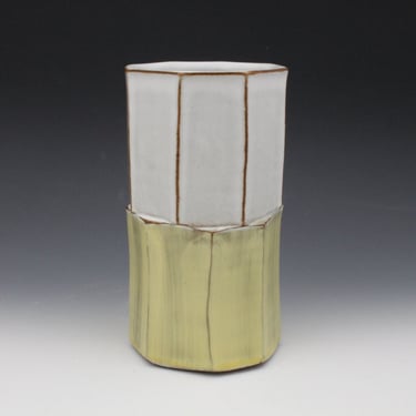 Vase - White and Yellow Facets 