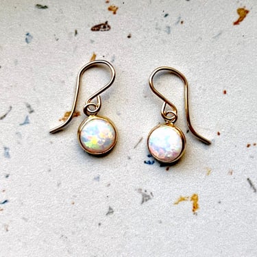 8mm Opal Dangle Gumdrop Earrings in 14k Gold-Fill 