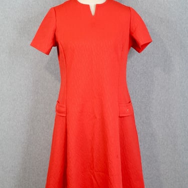 1960s 60s Red Double Knit Day Dress - Mid Century Mod - Puritan Forever Young - Independence Day 