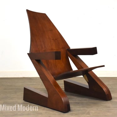 Mahogany Bent Wood Z Lounge Chair 