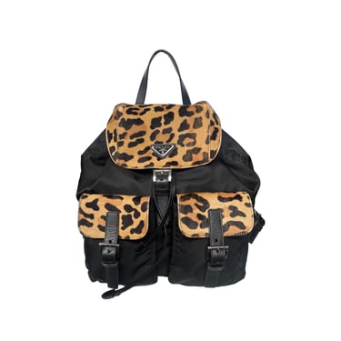 Prada Black Cheetah Calf Hair Backpack