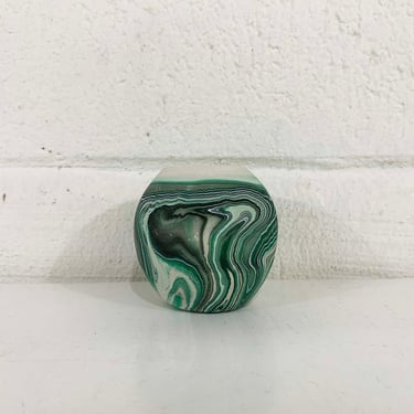 Vintage Nemadji Art Pottery Vase Swirl Handmade USA Flower Green Swirl Vanity Seven Falls Colorado MCM Beige 1970s 