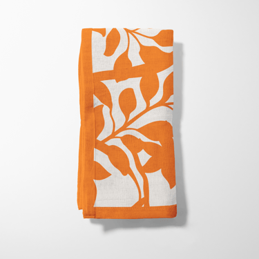 Figi Floral Napkin in Orange in Organic Cotton Voile