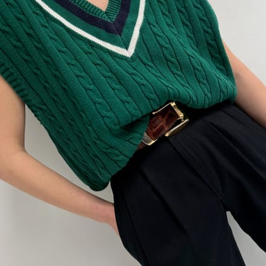 Vintage Collegiate Cable Knit Sweater Vest