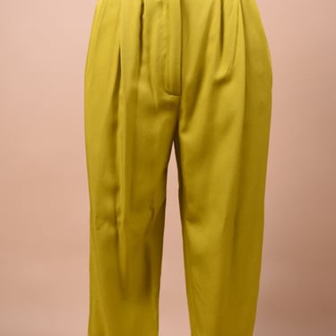 Chartreuse High-Rise Trousers with Cut Hem By Rafaella, 6