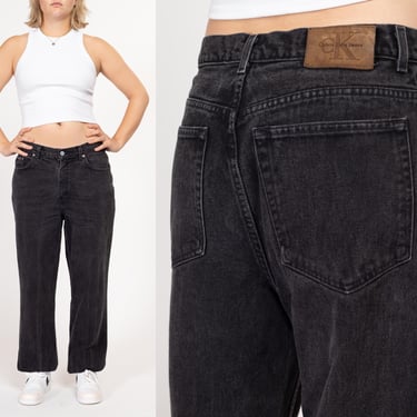 Large Vintage Black Calvin Klein Jeans 32" | 90s Y2K CK Denim Tapered Leg Mom Jeans 