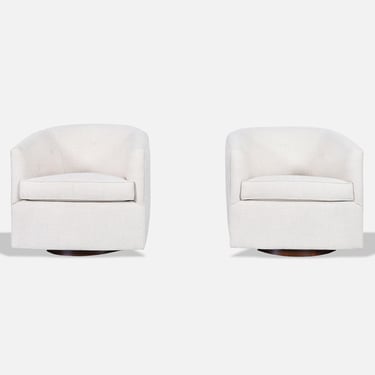 Mid-Century Modern Walnut Swivel Lounge Chairs