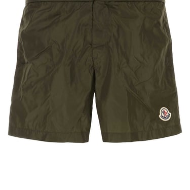 Moncler Men Army Green Nylon Swimming Shorts