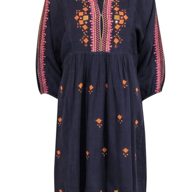 Antik Batik - Navy Crop Sleeve &quot;Sharlen&quot; Dress w/ Embroidered Detail Sz M