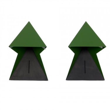 1970s Green Italian Geometric Lamps