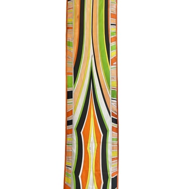 Pucci Orange and Green Psychedelic Striped Long Printed Silk Scarf