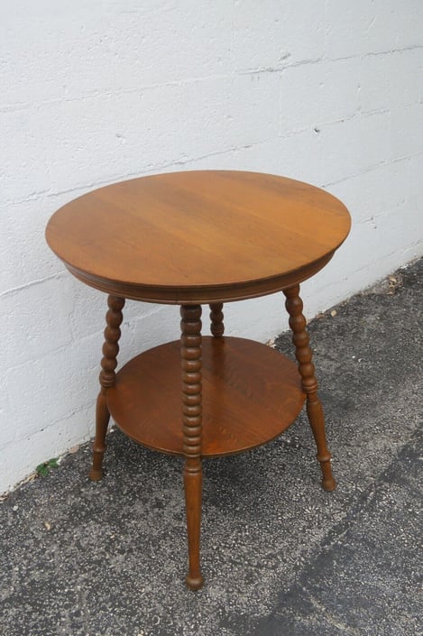 Late 1800s Victorian Tiger Oak Side End Table 3525