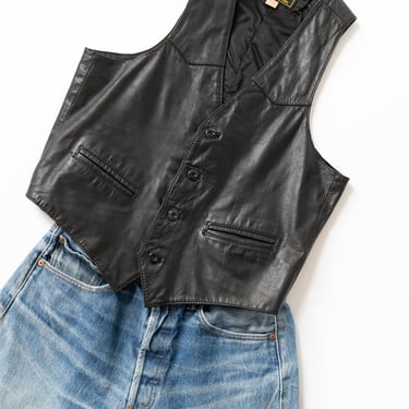 Vintage Leather Vest in Black