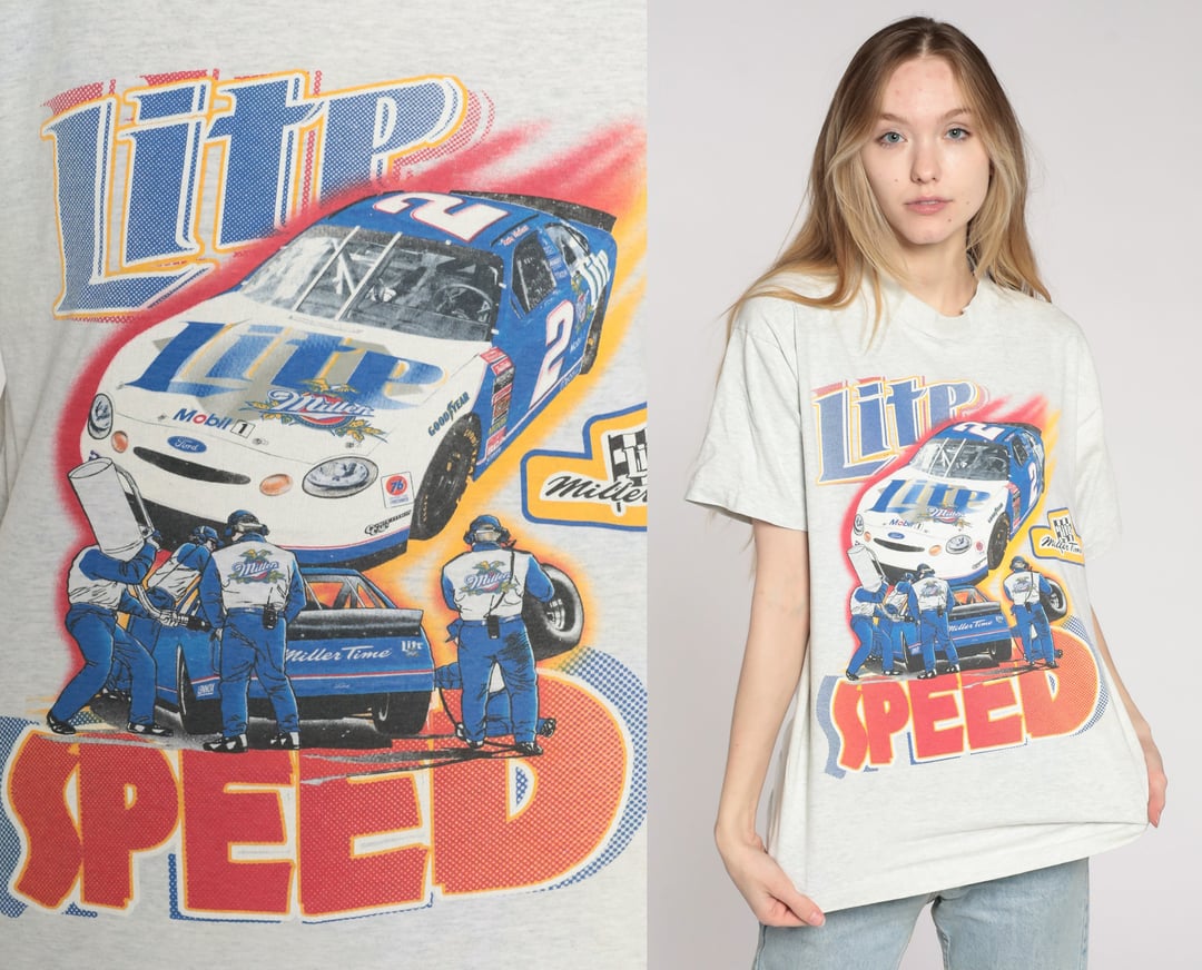 ShopExile Race Car Shirt Dan Pastorini Shirt Coors Lite Beer Shirt 80s Tshirt Beer Car Racing Tee 1980s T Shirt Nascar Medium Large