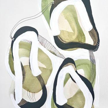 Modern Abstract,Original Mixed Media Painting, acrylic,watercolor on paperMinimal,layered Organic Shapes- Wall Decor contemporary art 12x16” 