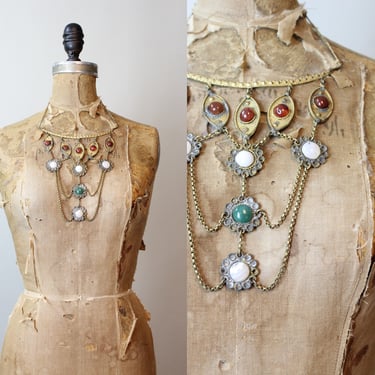 1970s EGYPTIAN gold bib CHOKER MASSIVE necklace | new summer 