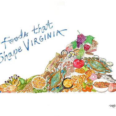 Foods That Shape Virginia Watercolor 9"x12" Watercolor Print
