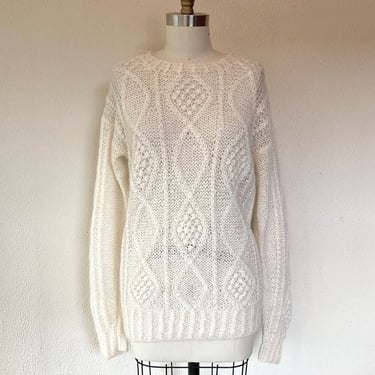 1980s Cream mohair pullover sweater 