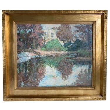HENRY S. HUBBELL Oil on Canvas Painting, Monticello College, Godfrey, Illinois 