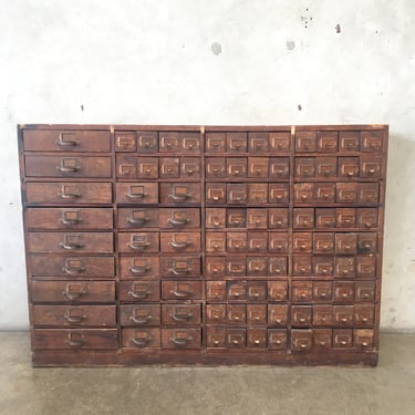 Antique Oak Multi Drawer Parts Cabinet