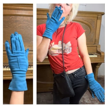 Vintage 50s 60s | Blue Costume Gloves 