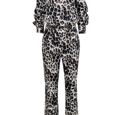 Diane von Furstenberg - Cheetah Print Long Sleeve Jumpsuit Sz 10