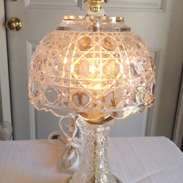 VINTAGE Heavy Cut Crystal Glass Lamp, Victorian Style Lamp, Home Decor 
