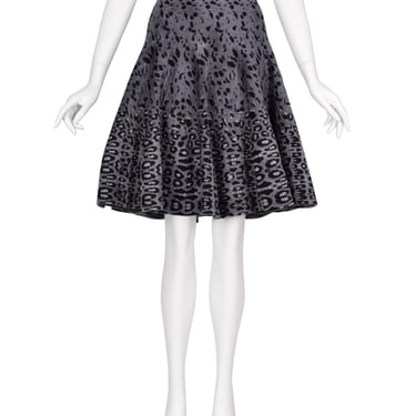 Azzedine Alaia AW 2011 Grey Leopard Knit Fluted Skirt