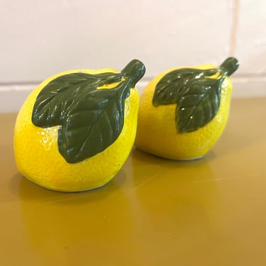 Vintage 70s Ceramic Lemon Salt & Pepper Set 