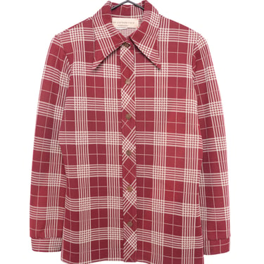1970s Polyester Plaid Button Down