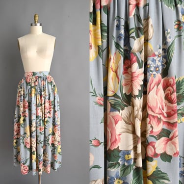 Vintage Ralph Lauren Floral Print Rayon Skirt | Small Medium 