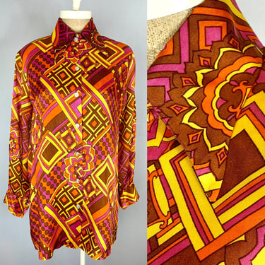 Vintage 60s Mod Blouse Size Large 