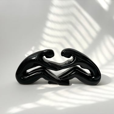 Vintage MCM Black Ceramic Royal Haeger Lovers Modernist Statue 