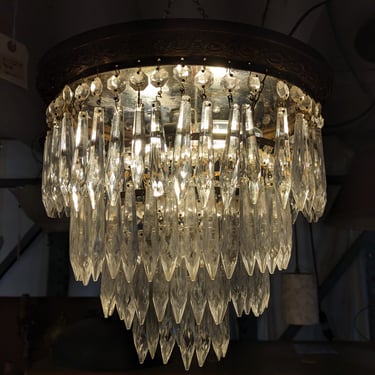 4 Tier Leaded Crystal Flush Mount Chandelier