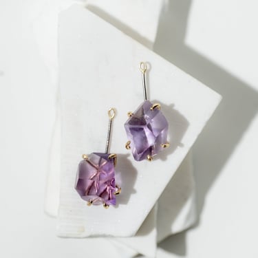 14k-18k Gold Bold Rose De France Amethyst Drops