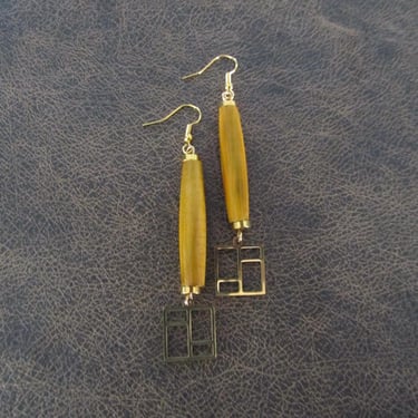 Long hairpipe mid century earrings 