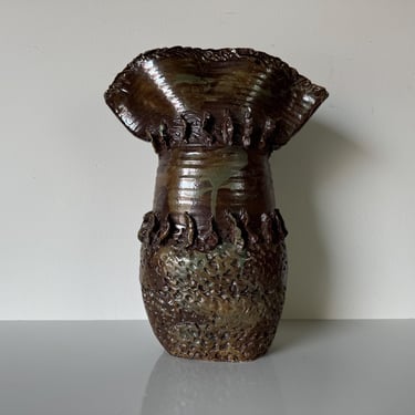 Mid-century  Brutalist  Style  Sculptural  Art Studio Pottery Vase 