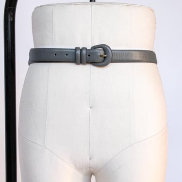 1980s Waist Cinch Belt Grey Leather M 