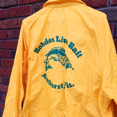 Vintage 1970's King Louie Yellow Nylon Wisconsin Fishing Jacket / Bass / XXL 2XL 