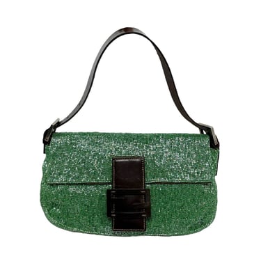 Fendi Green Beaded Baguette Bag