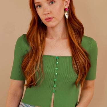 Kelly Green Button Up Top