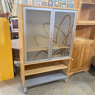 Freestanding Display Cabinet with Frosted Glass Doors