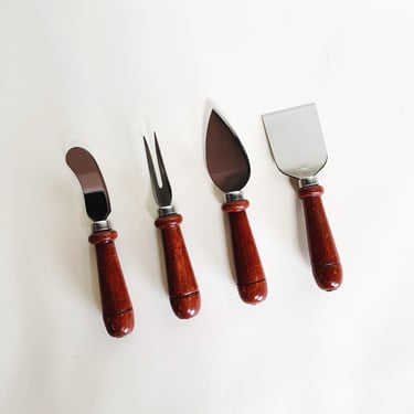 WOOD CHEESE KNIVES - S/4 